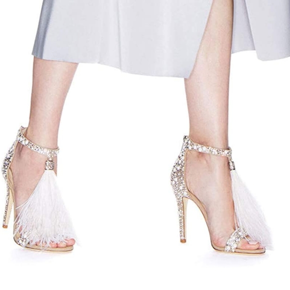 Azmodo Shoes - NEW! GORGEOUS RHINESTONE FEATHER HEELS 10